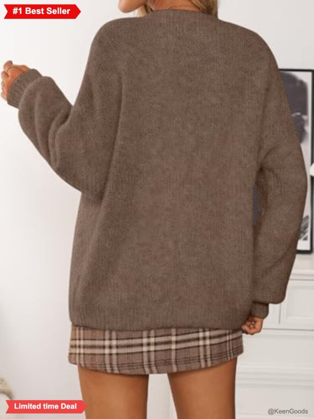 Oversized Crewneck Pullover Sweater Soft Knit Fall Casual - Picture 3 of 5